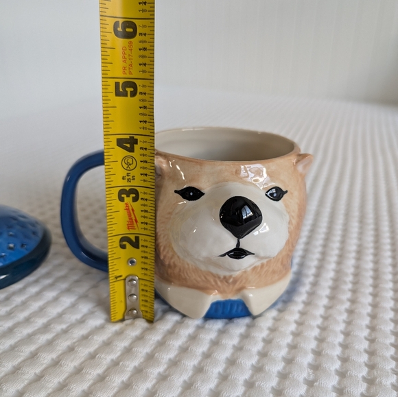 West Elm by Rachel Kozlowski Dapper Animal Bear Mug with Lid, Blue - Picture 7 of 8